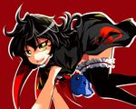  :3 asymmetrical_wings black_hair houjuu_nue kurinton short_hair solo thighhighs touhou ufo wings yellow_eyes zettai_ryouiki 