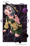  bad_id bad_pixiv_id black_legwear character_name english eyes face fangs foreshortening green_eyes hands hat highres komeiji_koishi kurione_(zassou) short_hair silver_hair smile solo thighhighs touhou typo 