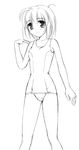  graphite_(medium) greyscale kaigara_boushi lineart monochrome one-piece_swimsuit original school_swimsuit short_hair solo swimsuit traditional_media 