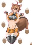  animal_ears blazblue breasts brown_hair highres large_breasts makoto_nanaya red_eyes solo squirrel_ears squirrel_tail tail tumekui underboob 