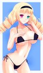  bad_id bad_pixiv_id bikini blonde_hair blue_eyes breasts drill_hair hairband heterochromia highleg highleg_bikini highleg_swimsuit kay_(utd) large_breasts long_hair navel original side-tie_bikini solo swimsuit twin_drills twintails 