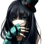  akiyama_mio black_eyes black_hair don't_say_&quot;lazy&quot; dress facepaint fingerless_gloves gloves hat k-on! long_hair mini_hat mini_top_hat sizu solo top_hat 