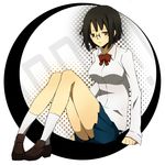  bad_id bad_pixiv_id black_hair circle durarara!! glasses hirasaka_ine shirt short_hair sitting solo sonohara_anri white_shirt 