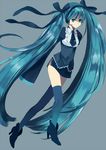  aqua_eyes aqua_hair full_body hatsune_miku headset high_heels highres long_hair necktie neko_(natsuiroclassic) shoes simple_background skirt solo thighhighs twintails very_long_hair vocaloid 