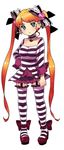  bow choker criminal_girls frills garter_belt hair_bow ichihaya kisaragi_(criminal_girls) long_hair multicolored multicolored_clothes multicolored_legwear official_art orange_hair simple_background skirt solo striped striped_legwear thighhighs twintails two-tone_legwear 