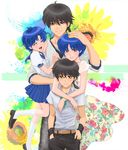  2girls black_hair blue_hair braid brother_and_sister casual couple father_and_daughter father_and_son height_difference hetero husband_and_wife if_they_mated jewelry mother_and_daughter mother_and_son multiple_boys multiple_girls older ranma_1/2 ring saotome_ranma school_uniform serafuku short_hair siblings single_braid tendou_akane uzuki_saku wedding_band 