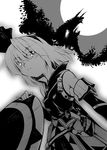  alternate_costume bad_id bad_pixiv_id full_moon greyscale hairband konoe_yuba konpaku_youmu monochrome monster moon short_hair solo touhou 