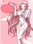  breasts clipboard hat image_sample kakizaki_misa kikuchi_tsutomu large_breasts long_hair mahou_sensei_negima! md5_mismatch nurse nurse_cap one_eye_closed pink_eyes pink_hair pixiv_sample solo syringe thighhighs very_long_hair 