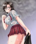  blush embarrassed glasses kazama_asuka school_uniform tekken wet 