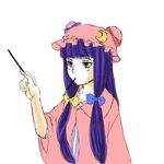  bad_id bad_pixiv_id food hat holding long_hair mouth_hold patchouli_knowledge pocky purple_hair simple_background solo touhou utsuki_(clown) 