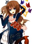  blue_eyes brown_hair butterfly crown dress smile umineko_no_naku_koro_ni ushiromiya_maria ushiromiya_rosa wiiw 