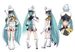  aqua_eyes aqua_hair band_uniform boots character_sheet hat hatsune_miku hirabaru_kenji kneepits legs long_hair majorette marching_band_baton multiple_views panties shako_cap skirt turnaround twintails underwear uniform very_long_hair vocaloid 