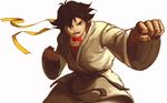  androgynous artist_request black_hair bow bowtie dougi lowres makoto_(street_fighter) short_hair solo street_fighter street_fighter_iii_(series) 