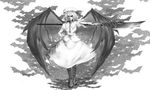  bat chain eyessan greyscale monochrome remilia_scarlet solo spear_the_gungnir touhou wings 