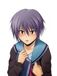  bad_id bad_pixiv_id brown_eyes cardigan grey_hair kita_high_school_uniform nagato_yuki natuki_touji school_uniform serafuku short_hair solo suzumiya_haruhi_no_shoushitsu suzumiya_haruhi_no_yuuutsu 