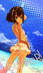  :&lt; bad_id bad_pixiv_id baka_to_test_to_shoukanjuu beach bikini day joypyonn kinoshita_hideyoshi looking_back male_focus ocean otoko_no_ko solo summer sunglasses swimsuit 