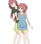  akaza_akane akaza_akari bad_id bad_pixiv_id closed_eyes double_bun highres long_hair multiple_girls noe_aoikaba red_hair short_hair siblings sisters yuru_yuri 