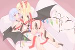  arm_support ass bat_wings blonde_hair blue_hair chocolate couch crystal flandre_scarlet hair_ribbon incest lying multiple_girls naked_ribbon pointy_ears red_eyes remilia_scarlet ribbon sakurea siblings side_ponytail sisters touhou white_chocolate wings yuri 