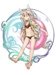  absurdres animal_ears bikini flat_chest highres innertube kazana_(sakuto) looking_at_viewer navel original saku_(kazana) solo swimsuit tail white_hair wolf_ears wolf_tail yellow_eyes 