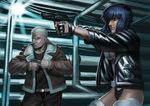  1girl batou ghost_in_the_shell ghost_in_the_shell_stand_alone_complex gun handgun jacket kusanagi_motoko leotard thighhighs wasabi60 weapon 