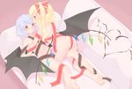  arm_support ass bat_wings blonde_hair blue_hair couch crystal flandre_scarlet hair_ribbon incest lying multiple_girls naked_ribbon pointy_ears red_eyes remilia_scarlet ribbon sakurea siblings side_ponytail sisters touhou wings yuri 