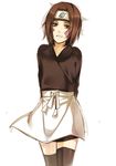  apron brown_eyes brown_hair facial_mark forehead_protector inlila naruto naruto_(series) nohara_rin simple_background solo white_background 