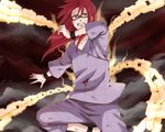  chain crying glasses highres injury karin_(naruto) kghsgfssjs long_hair naruto naruto_(series) naruto_shippuuden pajamas red_eyes red_hair scar solo 