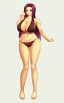  :d alternate_costume ameoto armpits ass_visible_through_thighs bare_shoulders bikini blush breasts brown_bikini cleavage collarbone commentary_request full_body hair_tucking halterneck huge_breasts long_hair looking_at_viewer navel open_mouth purple_eyes purple_hair sakaki_ryouko shiny shiny_skin shokugeki_no_souma smile solo standing string_panties swimsuit 