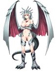  breasts chest_jewel dragon_(monster_girl_encyclopedia) dragon_girl full_body highres maritan_(pixelmaritan) medium_breasts monster_girl monster_girl_encyclopedia nipples nude red_eyes silver_hair solo tail transparent_background wings 