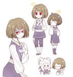  androgynous asriel_dreemurr blush bob_cut brown_hair chara_(undertale) closed_eyes closed_mouth crown evil_grin evil_smile frisk_(undertale) grin heart heart_necklace horns jewelry light_background looking_at_viewer mini_crown necklace open_mouth shade shaded_face short_hair simple_background smile spoilers standing sweatdrop teeth trio undertale white_background 