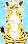  artist_reuqest blonde_hair breasts furry nipples panties short_hair tiger underwear 