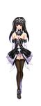  absurdres android_c arm_strap ass_visible_through_thighs bangs bare_shoulders black_hair black_legwear blunt_bangs breasts character_name cleavage closed_mouth collar corset cross-laced_clothes detached_collar elbow_gloves expressionless frills full_body garter_straps gloves hairband highres instant_brain iruma_kamiri lace large_breasts leotard long_hair looking_at_viewer maid_headdress mary_janes official_art red_eyes ribbon shoes showgirl_skirt sideboob sidelocks simple_background solo standing strapless strapless_leotard thigh_strap twintails white_background white_gloves 