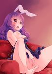  absurdres animal_ears babydoll barefoot blue_babydoll blush bottomless breasts bunny_ears chuchu_(show_by_rock!!) clitoris dress feet fingering highres large_breasts long_hair masturbation nipples no_panties off_shoulder open_mouth purple_hair pussy pussy_juice saliva saliva_trail show_by_rock!! sitting solo spread_legs takano_natsuki tears uncensored 