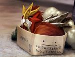  brown_eyes brown_hair cardboard_box check_commentary commentary_request cosmo_(465lilia) entei gen_2_pokemon grass in_box in_container no_humans pokemon pokemon_(creature) sitting solo translation_request watermark web_address 