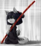  animal_ears bad_id bad_pixiv_id commentary_request furry green_eyes original rai-rai short_hair snout solo sword tail weapon 