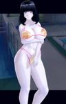  1girl 3d areolae artificial_academy_2 bikini black_hair blue_eyes blush breasts claudia(guild_of_honor) claudia_(guild_of_honor) cleavage curvy empty_pool guild_of_honor huge_breasts large_breasts mobirum navel nose pool short_hair smile swimsuit white_skin 