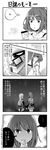  4koma blazer cellphone comic greyscale highres jacket long_hair monochrome multiple_girls original phone sakayama_shinta short_hair smartphone tablet translation_request 