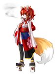  animal_ears bad_id bad_pixiv_id furry geta rai-rai red_eyes red_hair simple_background snout solo tail white_background 