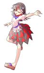  ;p alphes_(style) black_hair bracelet claws dairi dress frown full_body horns jewelry kijin_seija multicolored_hair one_eye_closed parody red_eyes red_hair sandals short_hair solo streaked_hair style_parody tongue tongue_out touhou transparent_background v-shaped_eyebrows white_hair 