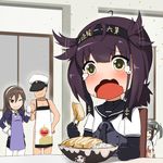  4girls :3 ;) =_= admiral_(kantai_collection) ahoge akagi_(kantai_collection) anchor_symbol apron ashigara_(kantai_collection) bare_shoulders black_gloves black_hair blush bodysuit bowl brown_eyes brown_hair chair chopsticks clenched_hand clothes_writing crying crying_with_eyes_open darkmaya drooling eating elbow_gloves expressive_hair eyebrows_visible_through_hair fish_steak fist_bump food food_on_face gloves green_hair hachimaki hair_flaps hair_ribbon hairband hand_on_hip happy_tears hat hatsuzuki_(kantai_collection) headband heart japanese_clothes kantai_collection long_hair long_sleeves military_hat multiple_girls naked_apron one_eye_closed open_mouth pantyhose peeking_out ponytail puffy_long_sleeves puffy_sleeves remodel_(kantai_collection) ribbon rice school_uniform shaded_face short_hair short_ponytail short_sleeves sitting smile straight_hair sweatdrop table tasuki tearing_up tears twintails wavy_mouth white_gloves white_legwear zuikaku_(kantai_collection) 