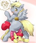  bad_id bad_pixiv_id blush commentary_request derpy_hooves food furry highres looking_at_viewer muffin my_little_pony my_little_pony_friendship_is_magic no_humans open_mouth rai-rai smile yellow_eyes 