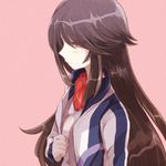  bad_id bad_pixiv_id black_hair blush brown_eyes eyes_visible_through_hair jacket long_hair long_sleeves pink_background seiya_(se12ze) shiny shiny_hair simple_background solo soukyuu_no_fafner tatekami_seri uniform 