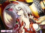  animal_ears bad_id bad_pixiv_id flat_chest fox_ears fox_tail long_hair looking_at_viewer navel nipples original rai-rai smile solo tail tongue tongue_out 