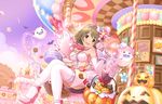  :d artist_request bangs bare_shoulders bat blush bracelet brown_eyes brown_hair cake candy capelet cookie cuffs detached_sleeves dress earrings flower flower_earrings food ghost gloves hairband halloween hat head_tilt high_heels icing idolmaster idolmaster_cinderella_girls idolmaster_cinderella_girls_starlight_stage jack-o'-lantern jewelry knees_together_feet_apart lollipop looking_at_viewer macaron mimura_kanako official_art open_mouth petals picture_frame pink_footwear pumpkin purple_sky shoes short_hair sitting skirt sky smile socks solo strapless strapless_dress sweets swirl_lollipop thighhighs wand white_gloves white_legwear witch_hat zettai_ryouiki 