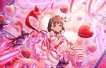  artist_request bare_shoulders blush brown_hair collarbone detached_sleeves earrings gloves glowstick hairband half_gloves heart idolmaster idolmaster_cinderella_girls idolmaster_cinderella_girls_starlight_stage jewelry long_hair looking_at_viewer necklace official_art puffy_detached_sleeves puffy_sleeves red_ribbon ribbon sakuma_mayu smile solo white_gloves 