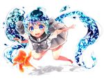  animal blue_eyes bottle_miku bow fish hachikun hatsune_miku long_hair seifuku twintails vocaloid water 