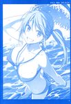 bikini cleavage erect_nipples himura_kiseki monochrome swimsuits wet 