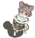  animal_ears animal_print black_dress black_legwear blue_gloves blush covering_mouth dress full_body gloves grey_hair highres long_sleeves looking_at_viewer looking_up mouse mouse_ears mouse_tail nazrin no_shoes nose_blush pantyhose poncho red_eyes short_hair simple_background slit_pupils socks solo standing tail tareme touhou white_background white_legwear winter_clothes yunuki_uta 
