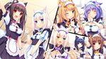  aliasing animal_ears apron azuki_(sayori) bell bicolored_eyes black_hair blush bow breasts brown_eyes brown_hair catgirl chocola_(sayori) cinnamon_(sayori) cleavage coconut_(sayori) collar game_cg green_eyes headdress long_hair maid maple_(sayori) minazuki_shigure nekopara orange_eyes orange_hair purple_eyes purple_hair sayori short_hair twintails uniform vanilla_(sayori) waitress white_hair wink wristwear 