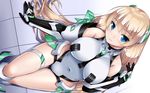  aliasing angela_balzac aqua_eyes blonde_hair bodysuit breasts elbow_gloves expelled_from_paradise long_hair navel skintight twinpon 